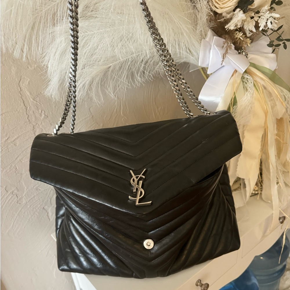 Yves Saint Laurent Black Quilted Shoulder Bag Large LouLou
